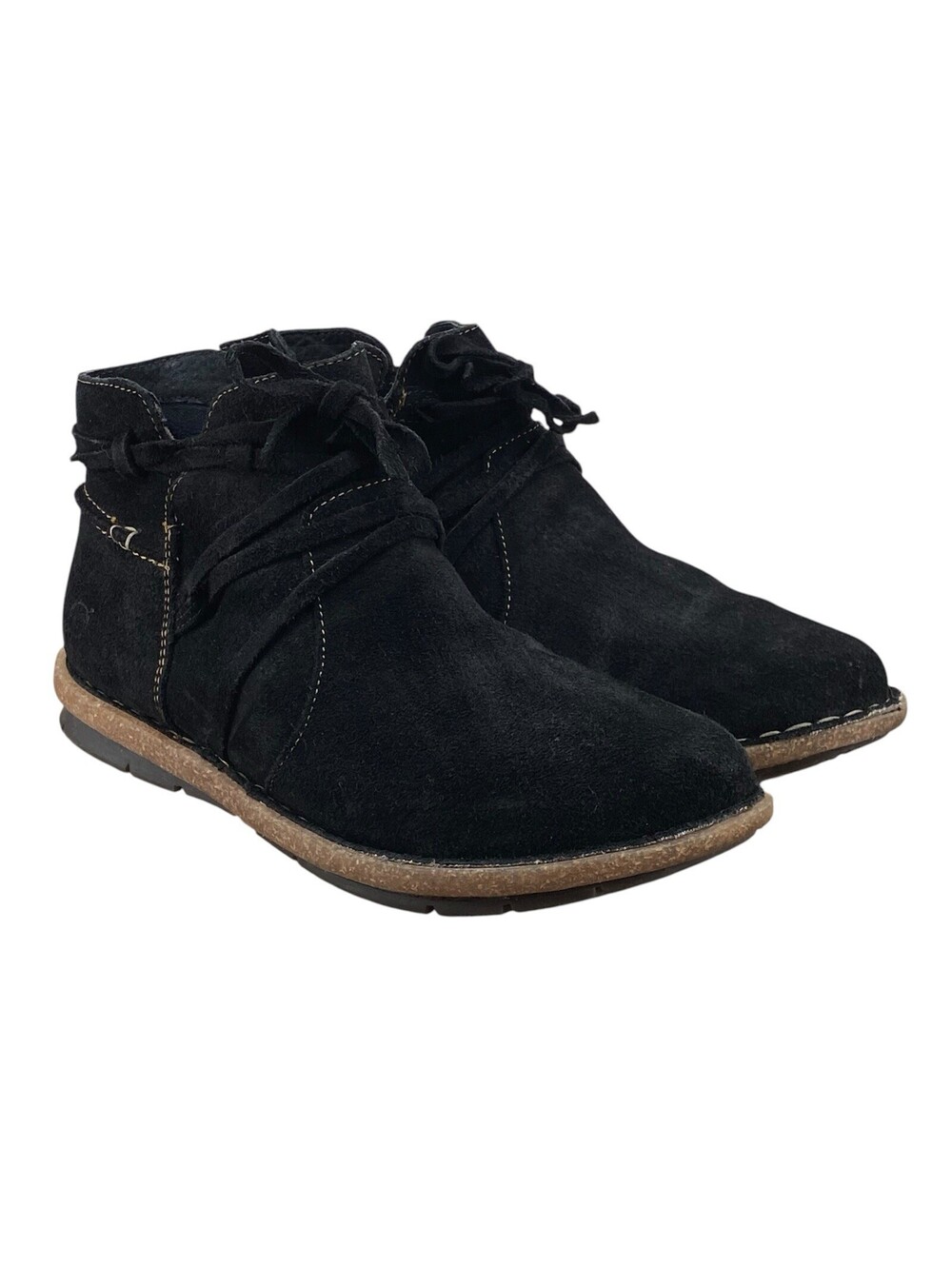 Born Tarkiln Black Distressed Leather Lace Up Side Zip Boots Women's 8 M